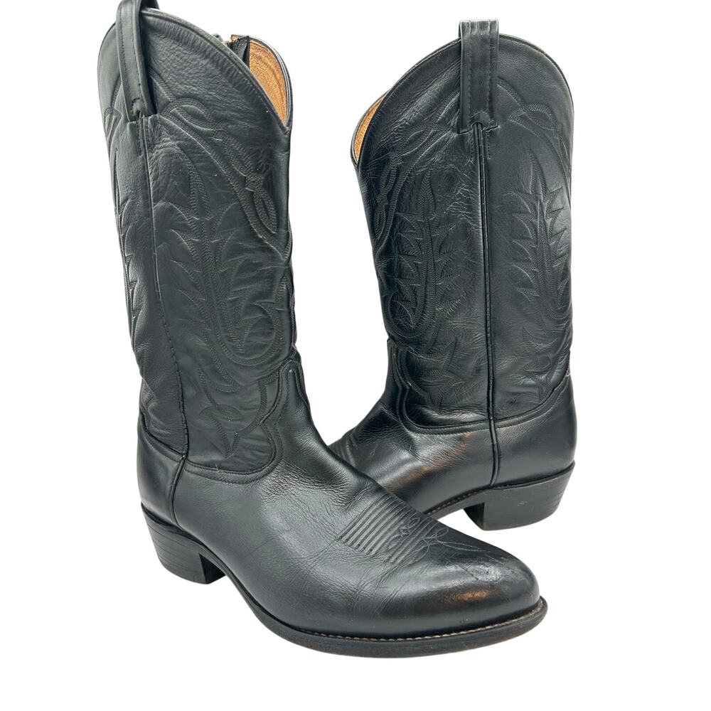 Vintage Tony Lama Vaquero Black Leather Western CowGirl Boot Women’s Size 10.5